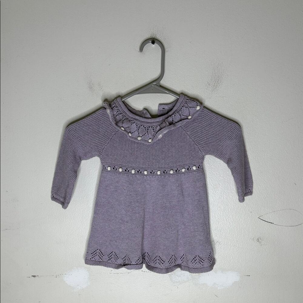 Tahari Baby Lavender Purple Knit Sweater Dress Size 12 Months